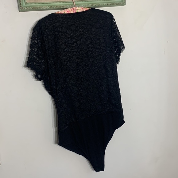 Torrid lace cinched little black short sleeve noir bodysuit plus 2X new - Picture 7 of 11